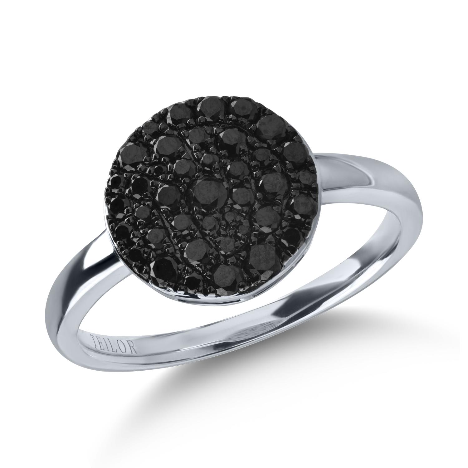 Fehérarany gyűrű 0.58ct fekete gyémántokkal